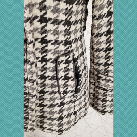 Soia & Kyo White Houdstooth Wool Blend Peacoat - Picture 3 of 9